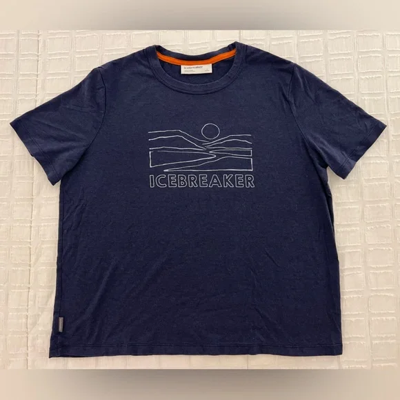 Icebreaker Women’s Central Short Sleeve Sunset Graphic T-Shirt Wool Blend Large - Picture 1 of 8